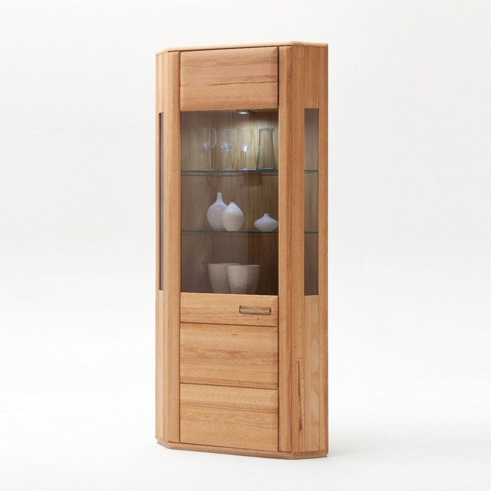 Empinio24 Eckvitrine Sanremo Breite 96 cm, mit 1x Holz/Glastür, Kernbuche teilmassiv Bild 1