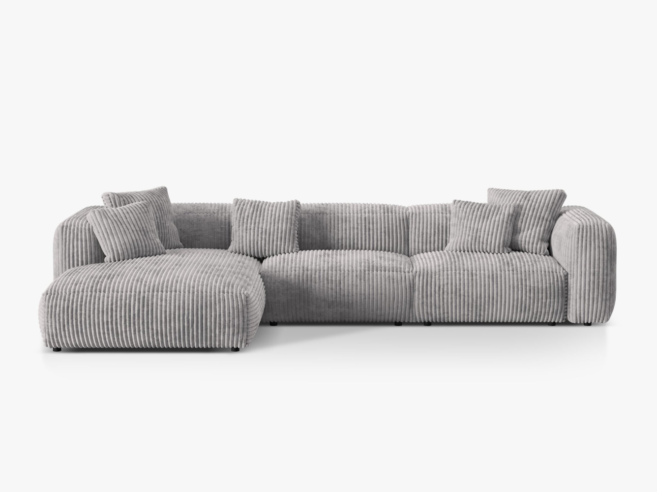 Micadoni Ecksofa Martina 3-Sitzer Kord Hellgrau Links Bild 1