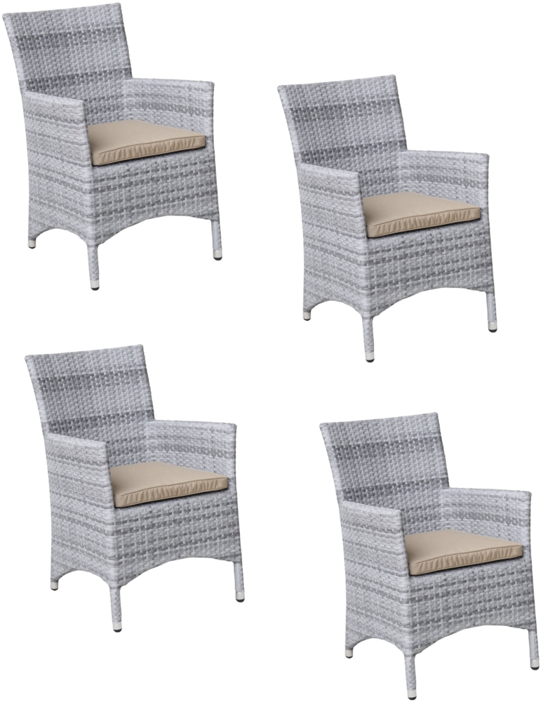 4x KONWAY® GARDA Sessel Granit + Sitzkissen Polyrattan Garten Stuhl Stühle Set Bild 1