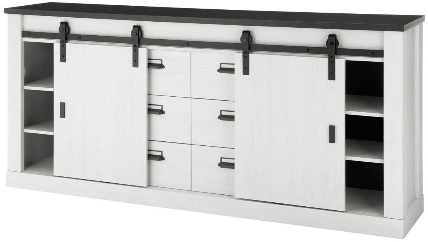 Großes Sideboard Sherwood - Pinie Weiß Landhaus Bild 1