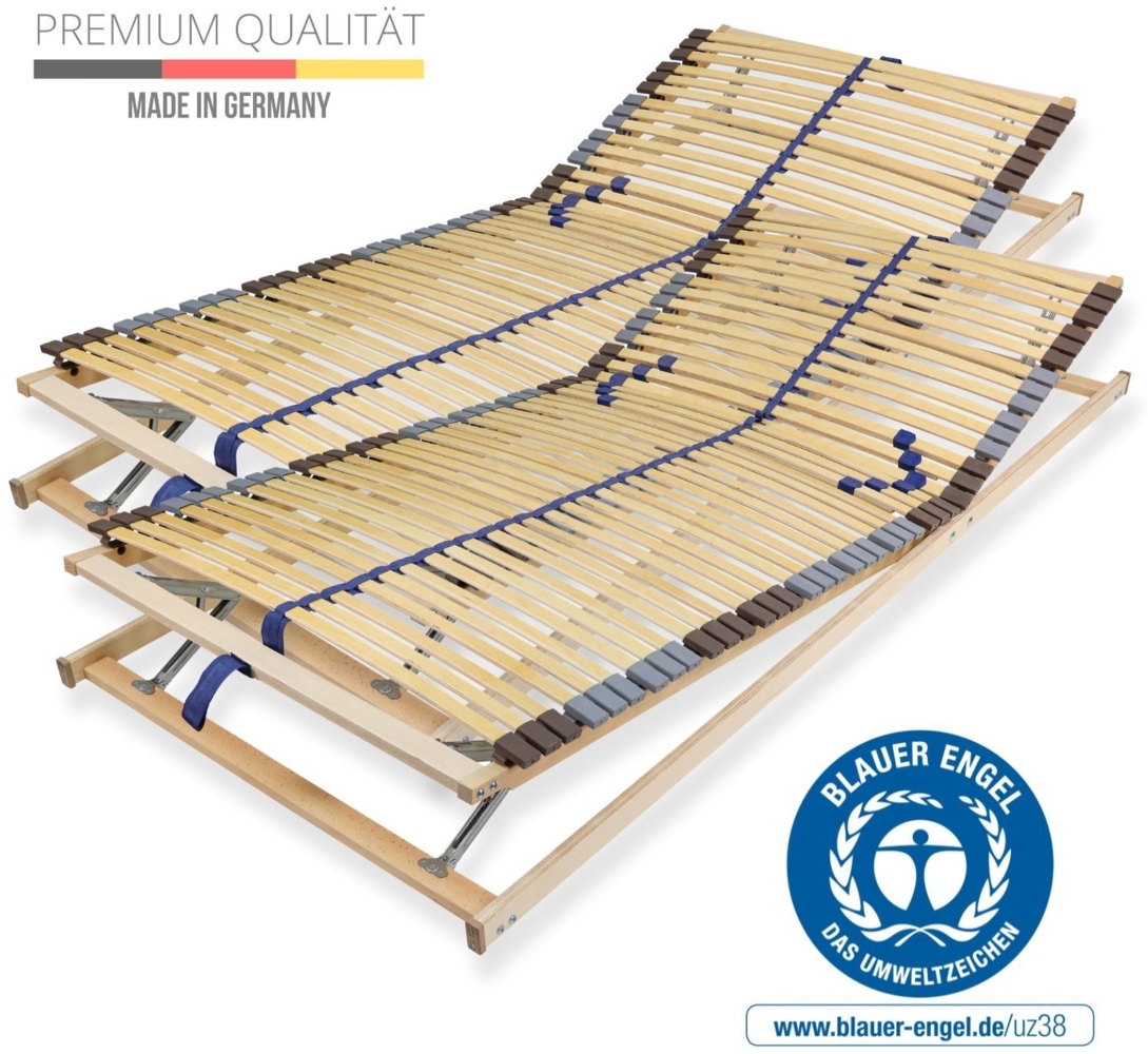 Lattenrost 160x200 cm verstellbares Kopf & Fußteil vormontiert Blauer Engel-Zertifizierung 42 Latten 7-Zonen Traglast 150?kg Birkenschichtholz Bild 1