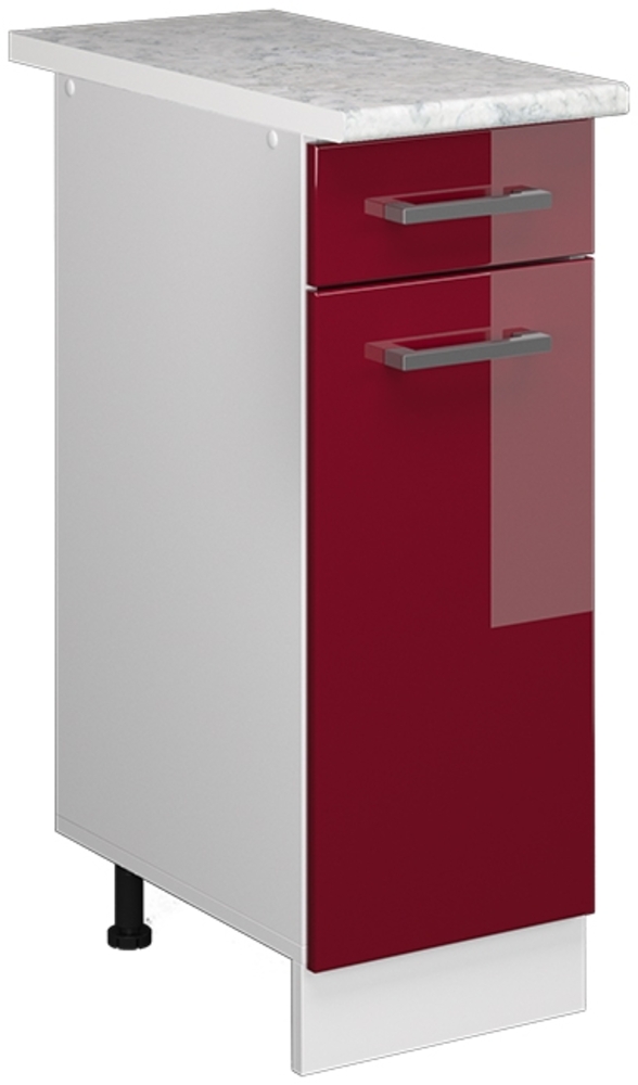 Vicco Küchenunterschrank Bordeaux Hochglanz 30 cm , AP Marmor, R-Line Bild 1