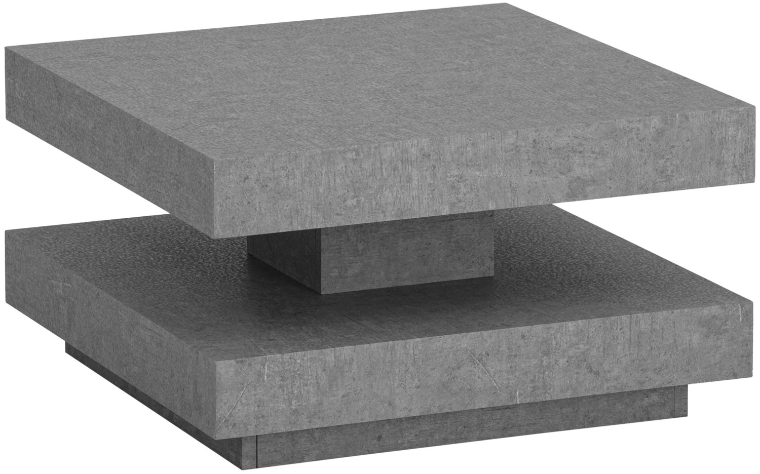 Couchtisch 60 x 60 x 34 cm Grau Sofatisch in Beton-Optik Modern, Design Wohnzimmertisch mit Stauraum Quadratisch, Loungetisch Klein, Kaffeetisch Bild 1