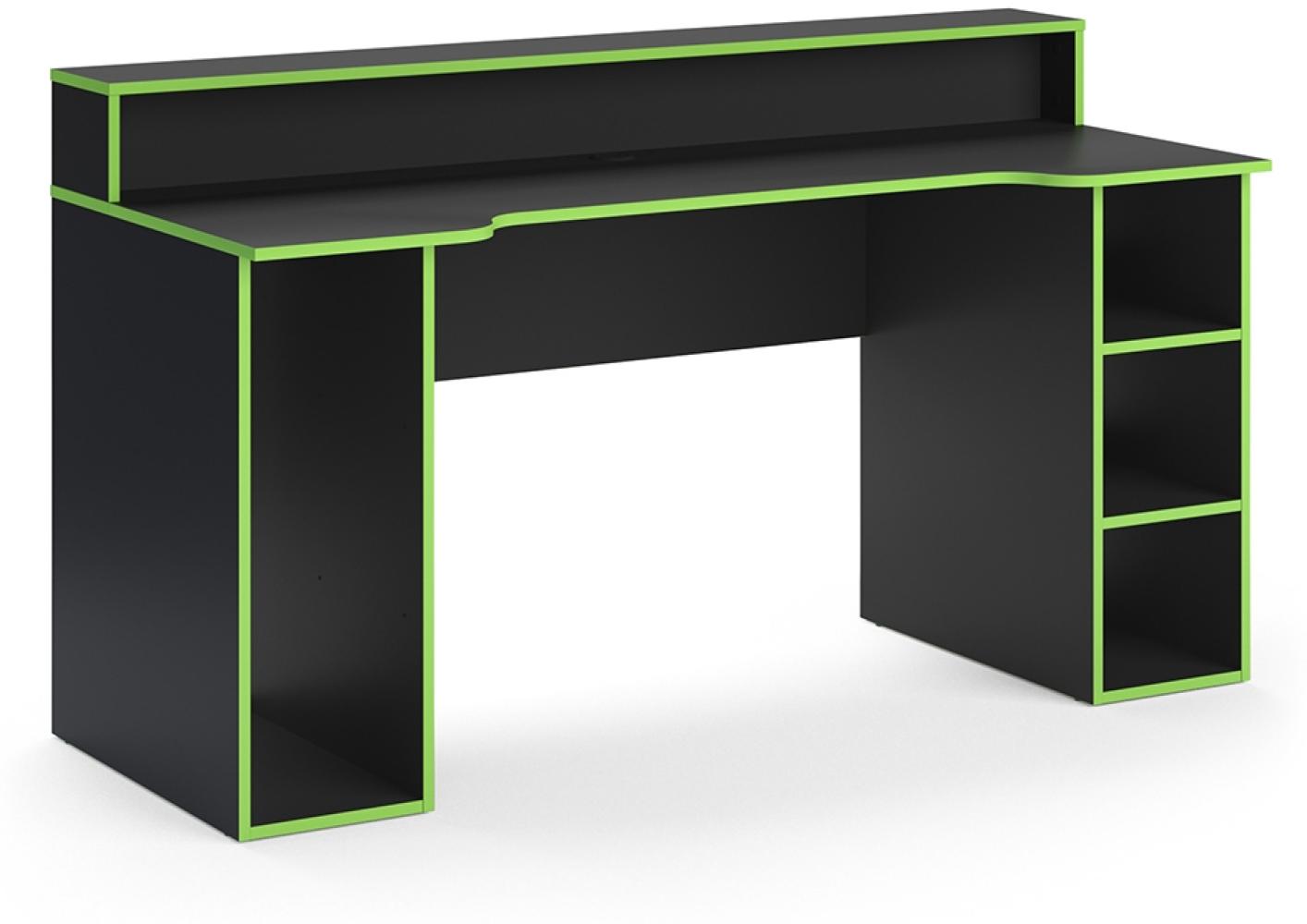 Vicco 'Roni' Computertisch Gamingtisch Schreibtisch, Schwarz/Grün, 160 x 91,1 x 65 cm Bild 1