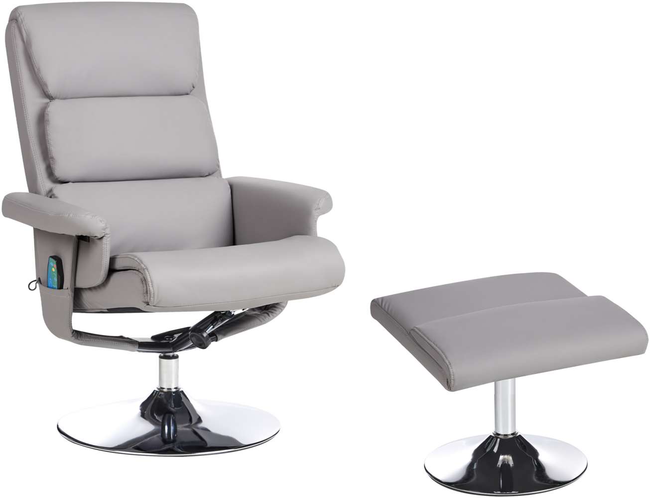 Massagesessel grau Kunstleder Heizfunktion mit Fußhocker LEGEND Bild 1