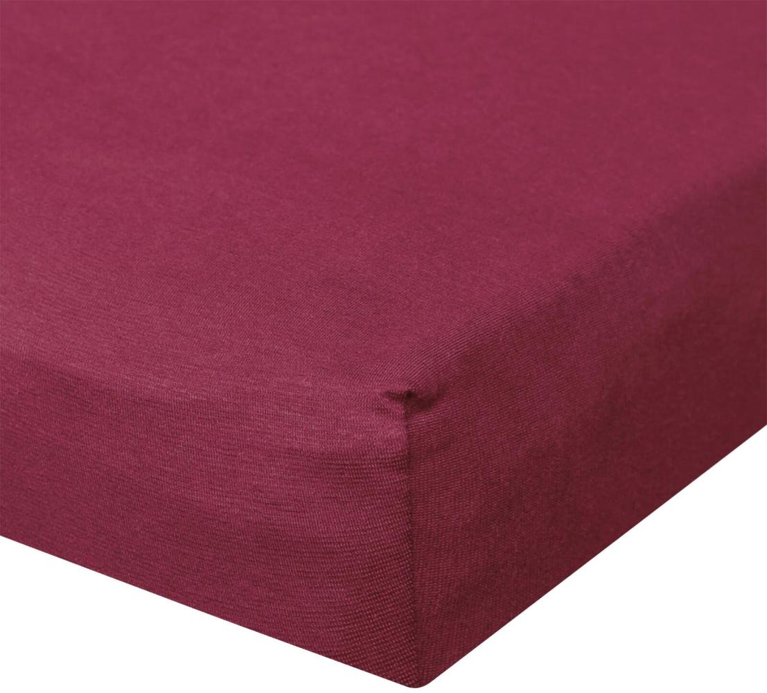 BettwarenShop Jersey Spannbetttuch Ultra-Stretch|180x200 - 200x220 cm| bordeaux Bild 1