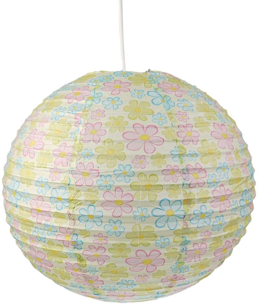 Kinder Papierlampe BLUMEN Motiv Lampenschirm Ø40cm Pendelleuchte mit Aufhängung Bild 1