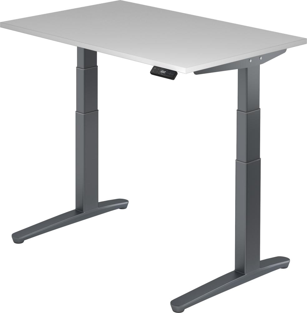 bümö elektrisch höhenverstellbarer Schreibtisch 120x80 cm mit Memory-Steuerung - Design Schreibtisch höhenverstellbar elektrisch, elektrischer Schreibtisch grau, Gestell graphit, XBHM12-5-GG Bild 1