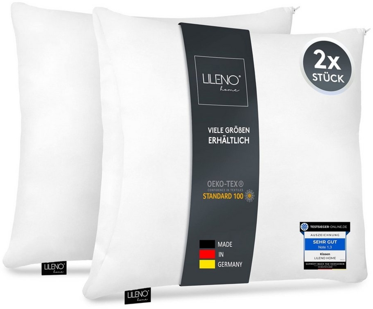 LILENO HOME Microfaserkissen - geeignet für Allergiker, in verschiedenen Größen - Made in Germany, Füllung: 100% Polyester, Rückenschläfer, Seitenschläfer, Bauchschläfer, Set, 2er Set, Kissen 50x50 cm mit Reißverschluss, als Bettkissen oder Dekokissen Bild 1