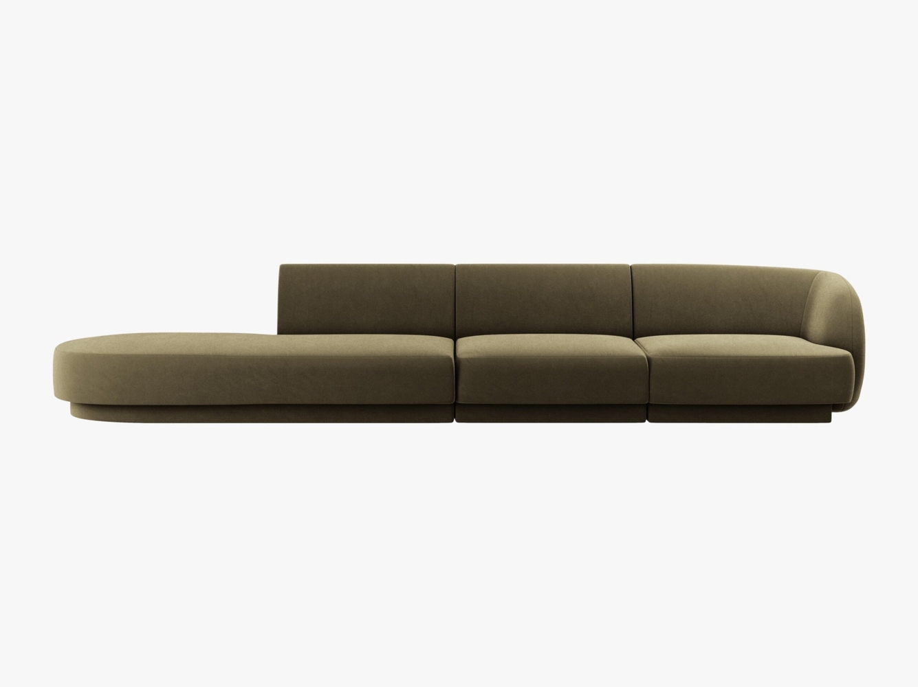 Micadoni 4-Sitzer Links Samtstoff Sofa Miley | Beinfarbe Black Plastic, Grün, Samt Bild 1