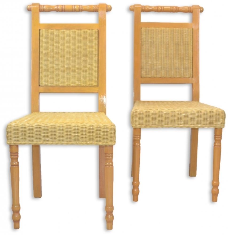 Esszimmerstuhl 2er Set, aus Rattan handgeflochten, beige Bild 1