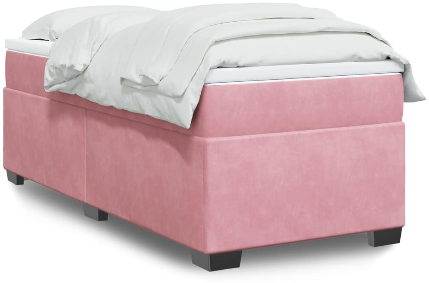 vidaXL Boxspringbett mit Matratze Rosa 80x200 cm Samt 3285250 Bild 1