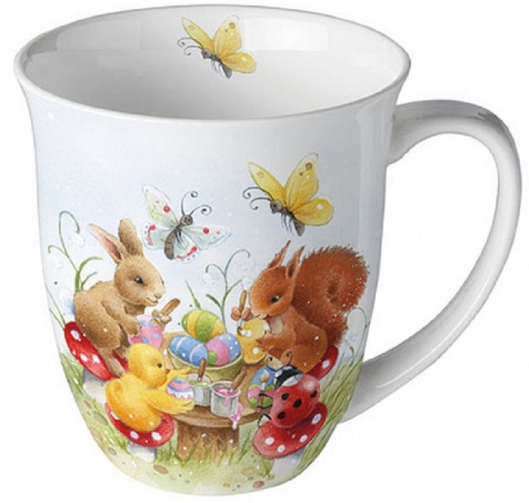 Ambiente Luxury Paper Products Becher Frühling, Ostern, Sommer, Blumen, Pflanzen, Tiere, Tasse, Tischdeko, Porzellan Tasse, Kaninchen, Karottengenuss, Hasen, Ostern, Blumen, Wiese, Möhren Motiv, Tee, Kaffee Mug - Kollektion, Geschenke Bild 1