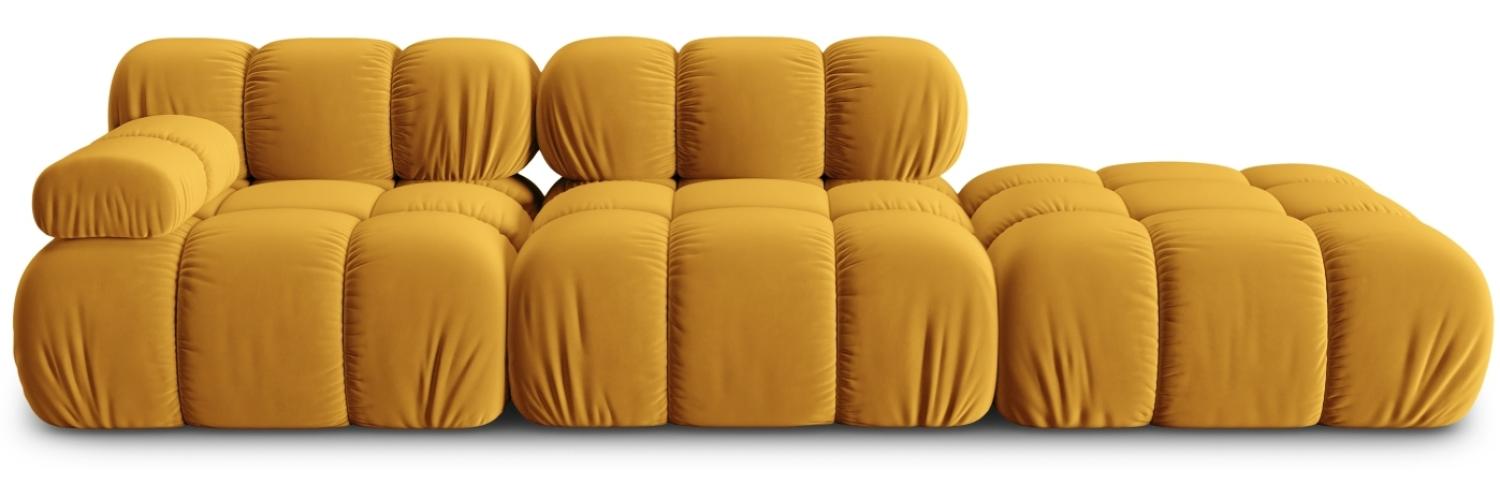 Micadoni Modulares Sofa Bellis 4-Sitzer Rechts Samtstoff Gelb Bild 1