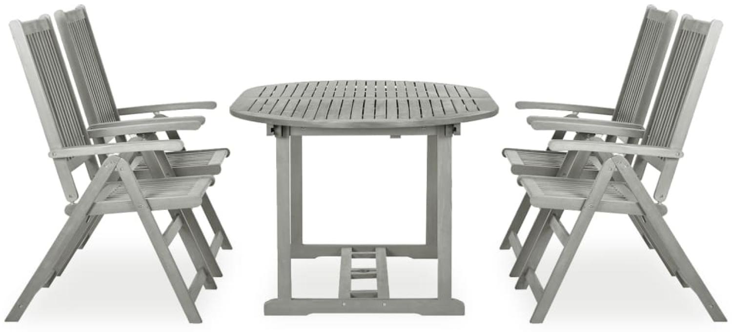 vidaXL 5-tlg. Garten-Essgruppe (150–200) x 100 cm Massivholz Akazie Grau 3057907 Bild 1