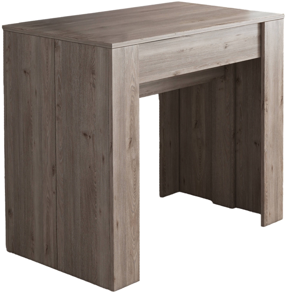 Dmora Ausziehbare Konsole Vaelis, verwandelbar in Esstisch, platzsparend und ausziehbar bis 237 cm, 90-237x76,6x90 cm, Eiche hell Bild 1