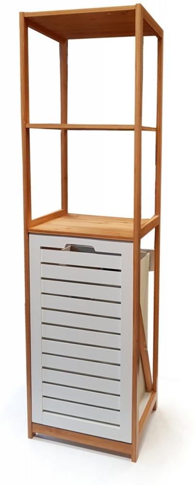 osoltus Badregal mit Wäschekorb - Badezimmerregal weiß Wäschesammler Wäschebox Bild 1