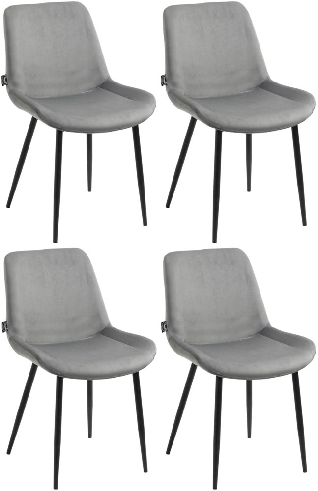 DELUKE® 4er Set Esszimmerstühle WIKIL Samt - 80x51x60cm, grau, Samt Metall matt schwarz Gestell Stühle Esszimmerstühle Stuhl Esszimmer Esstisch Stühle Küchenstuhl Bild 1