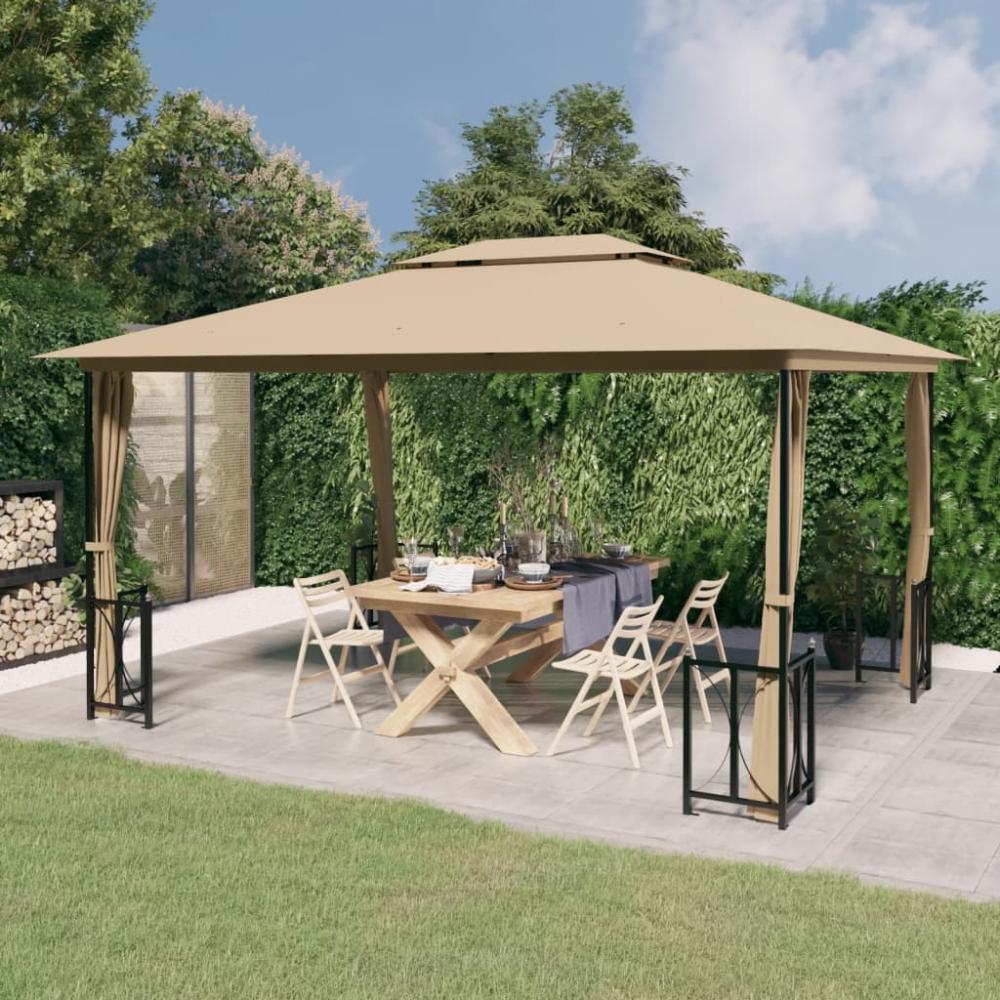 vidaXL Pavillon mit Seitenwänden & Doppeldach 3x4 m Taupe 318545 Bild 1