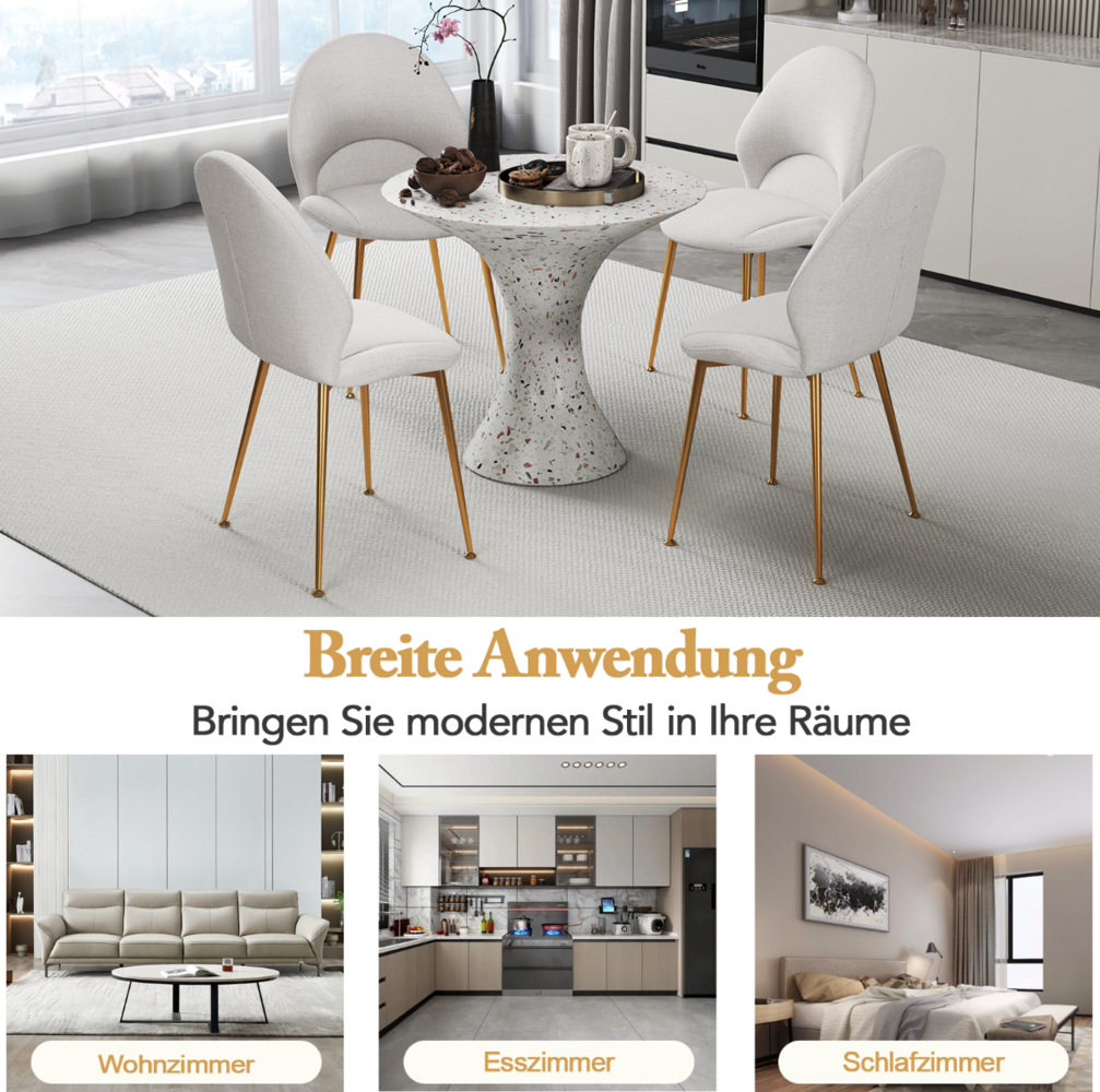 Esszimmerstühle 2er Set Akzentstühle mit gebogener Rückenlehne Wohnzimmerstuhl bis 150 kg Bild 1