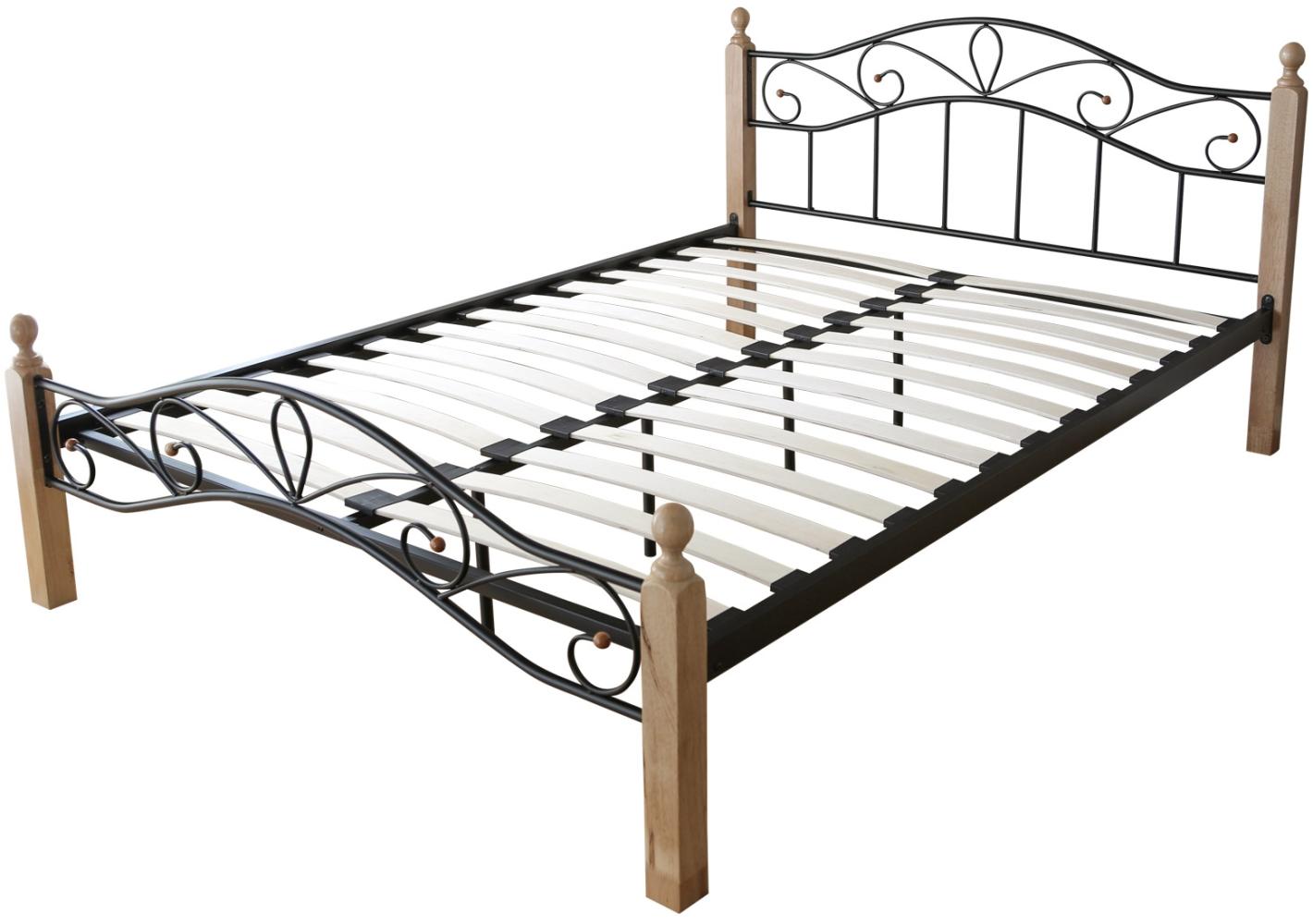 Metallbett inkl. Lattenrost 160 x 200 schwarz/natur Bild 1