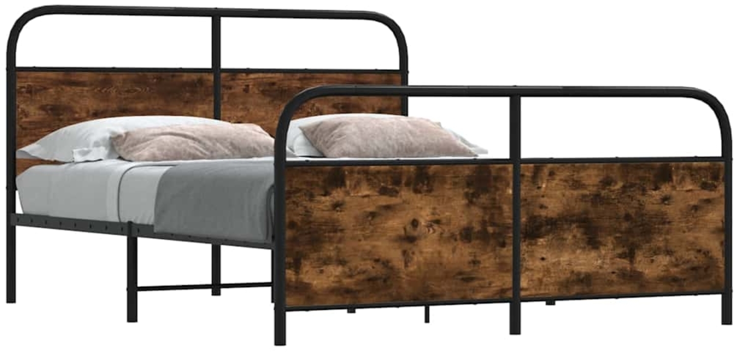 vidaXL Metallbett ohne Matratze Räuchereiche 193x203 cm 3318641 Bild 1