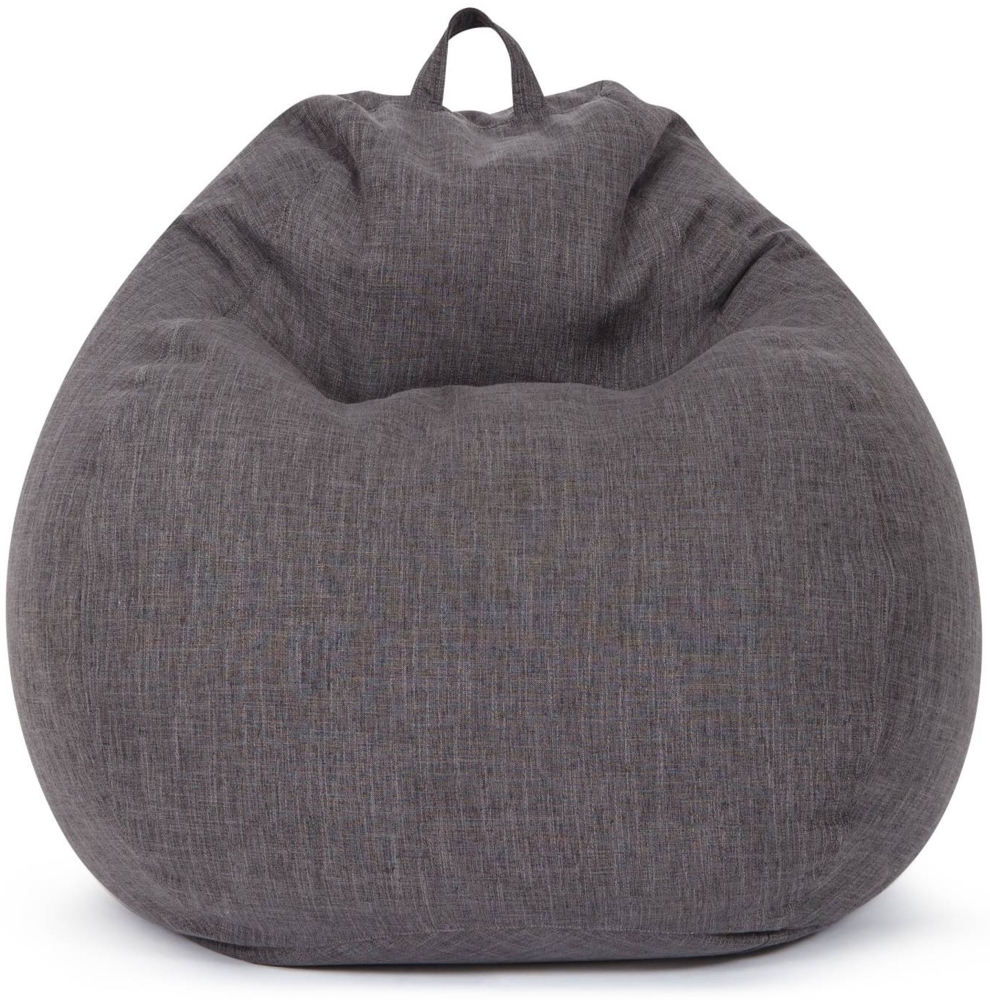 Green Bean 'Home Linen' Indoor XXL Sitzsack mit EPS-Perlen Füllung, waschbar, Leinen dunkelgrau, 100 x 50 x 120 cm, 300 l Bild 1