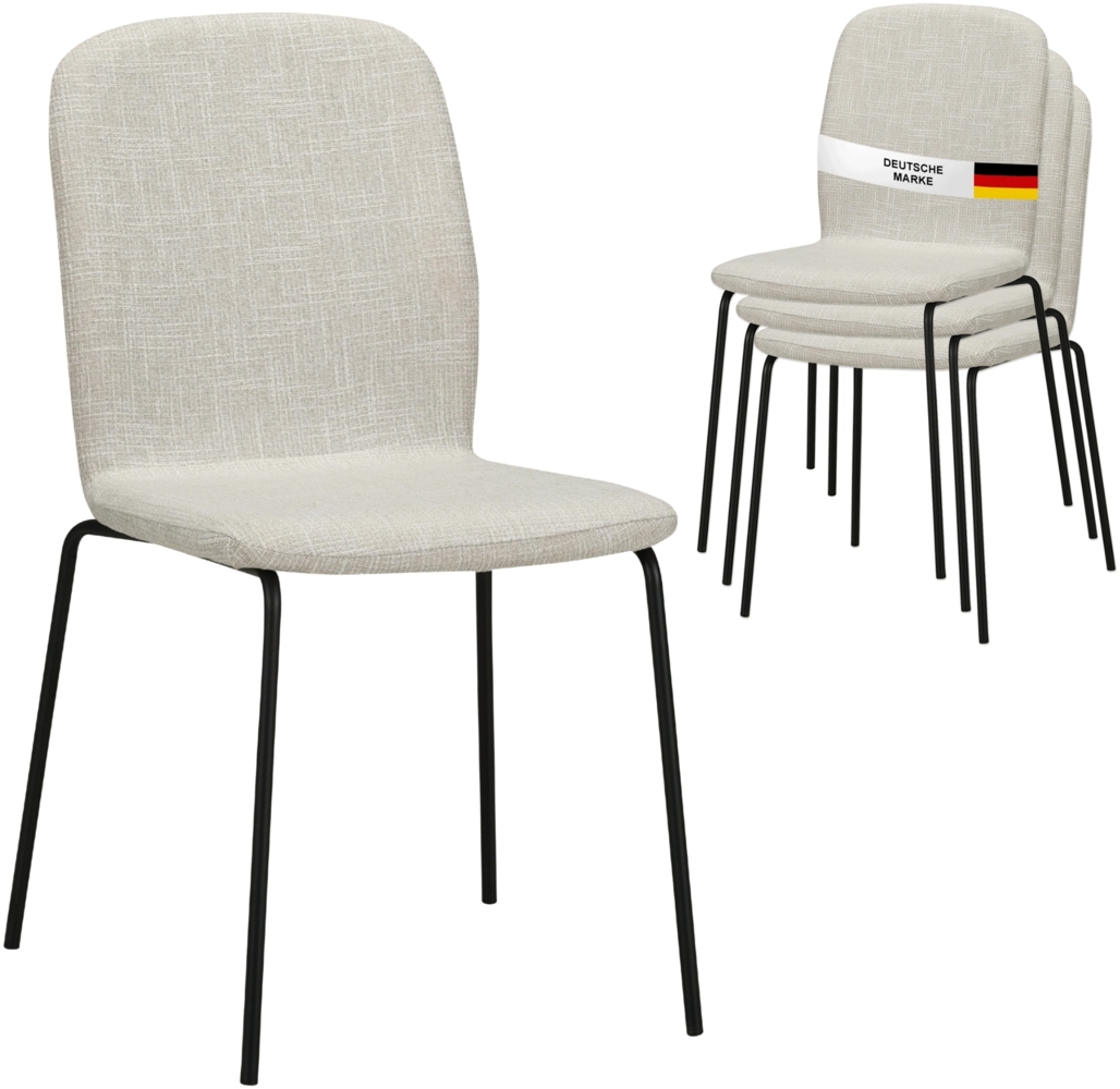 Albatros Esszimmerstühle 4er Set ENNA, beige - stapelbar, bequemer Polsterstuhl - Eleganter Küchenstuhl, Stuhl Esszimmer oder Esstisch Stuhl, Konferenzstuhl , Stückzahl:4, Farbe:Beige Bild 1