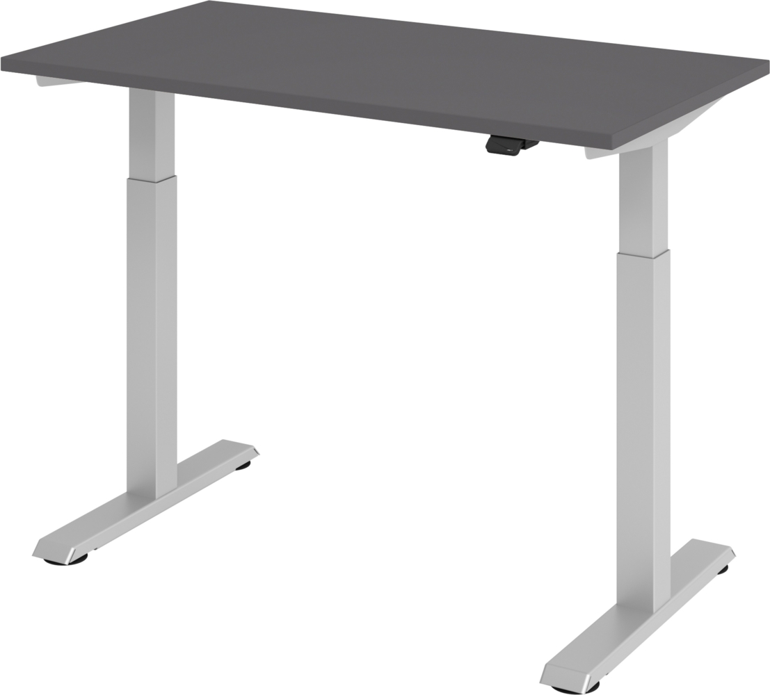 bümö elektrisch höhenverstellbarer Schreibtisch graphit 120x67 cm - kleiner Schreibtisch höhenverstellbar elektrisch, elektrischer Schreibtisch & Gaming Tisch, Stehschreibtisch, XMST-Mini, XMST612-G-S Bild 1