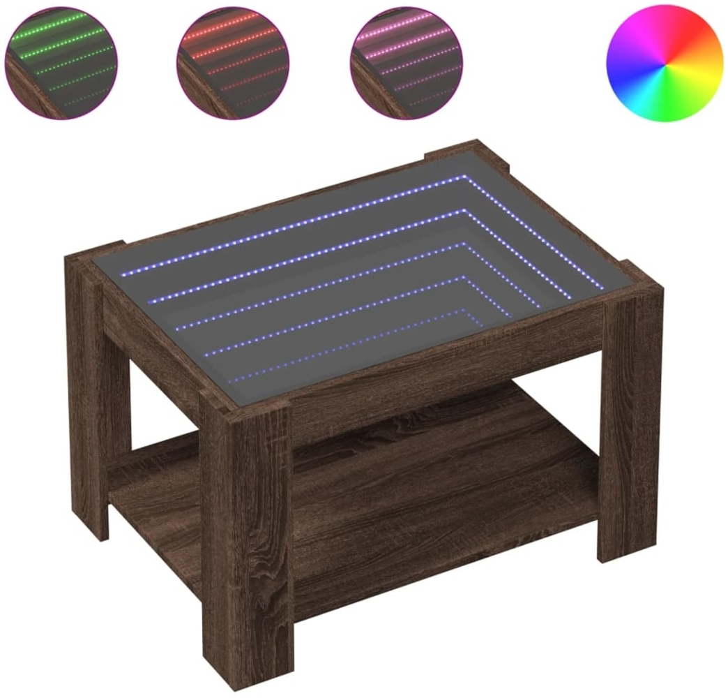LED-Couchtisch, Sofatisch Braun Eichen-Optik 73x53x45 cm Holzwerkstoff Bild 1