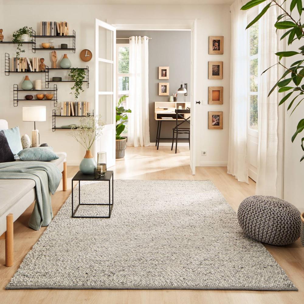 Handweb Teppich Rotach, Farbe: Grau, Größe: 60x110 cm Bild 1