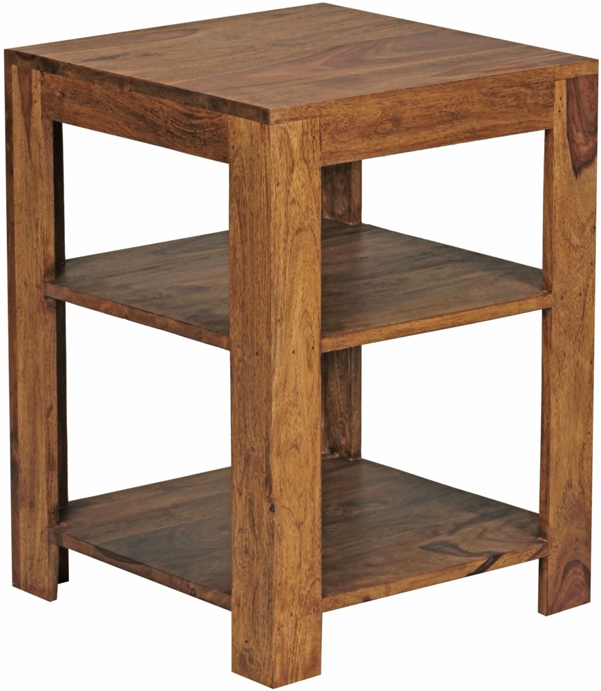 Wohnling Sheesham Standregal, Wohnzimmer-Regal mit 2 Ablagefächer, Massiv-Holz, 60 cm Bild 1