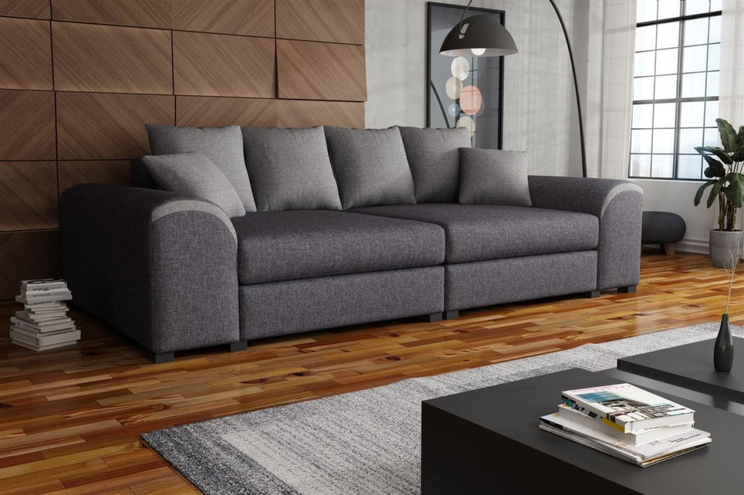Big Sofa Couchgarnitur WELLS Megasofa Sofa in Grau-Hellgrau Bild 1