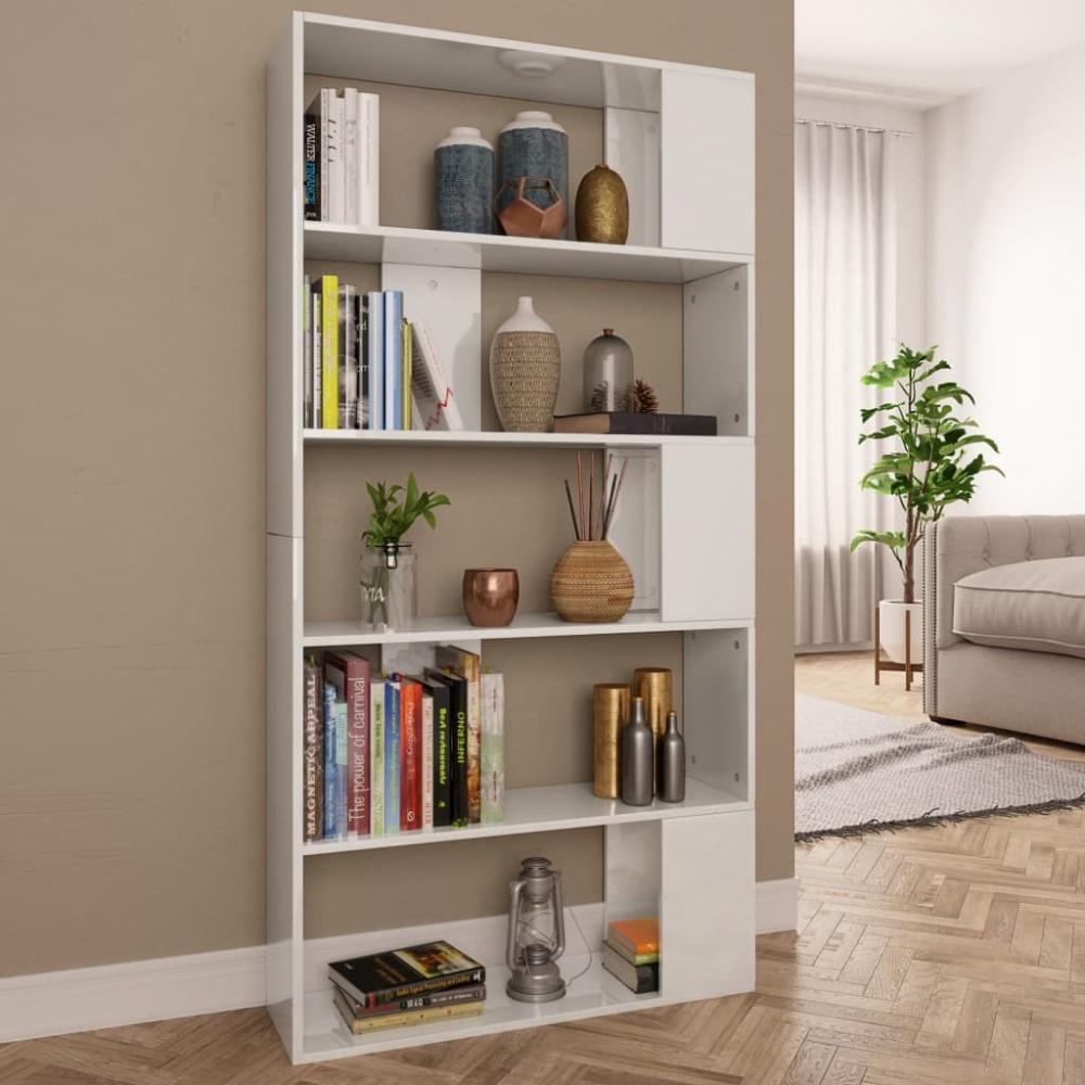 vidaXL Bücherregal/Raumteiler Hochglanz-Weiß 80x24x159 cm 800105 Bild 1