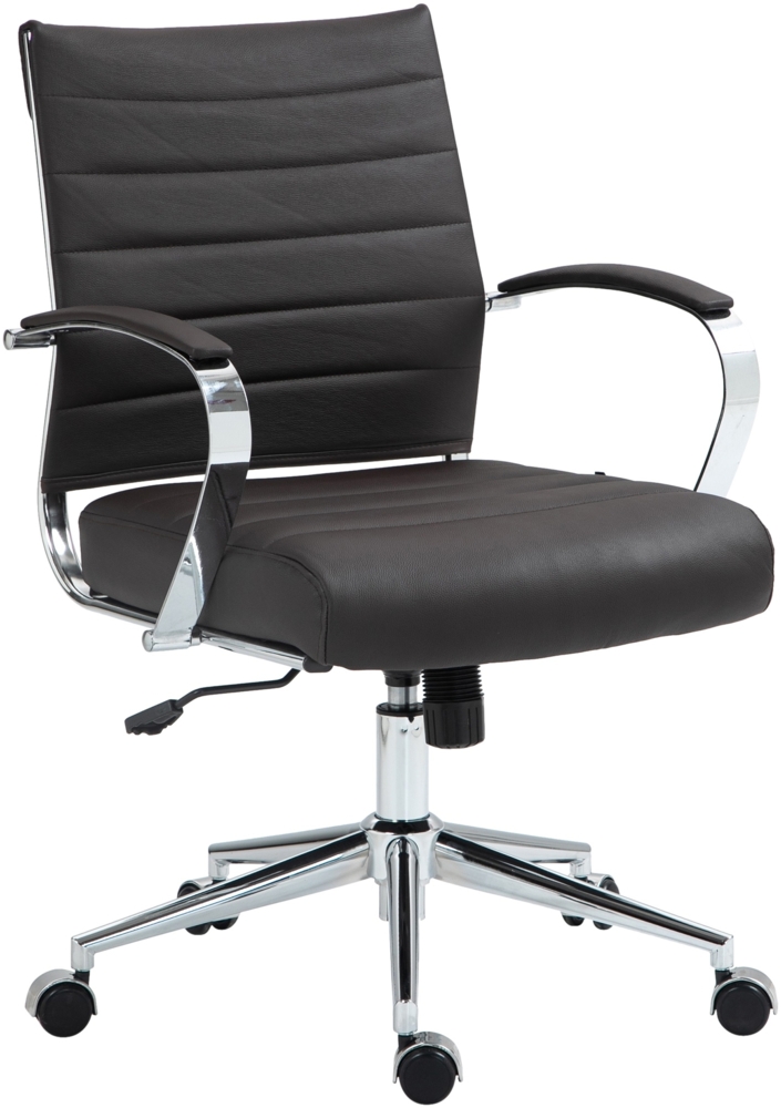 DELUKE® Bürostuhl Ergonomisch EVOK Schreibtischstuhl Echtleder Höhenverstellbarer Drehstuhl, Arbeitsstuhl mit Armlehne Chefsessel, Computerstuhl 130 kg Dunkelbraun Bild 1