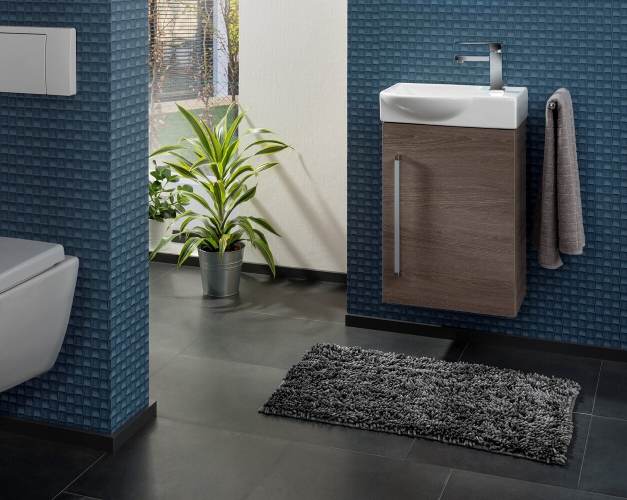 LANZET K3 Gäste WC Set 45 cm, Dunkelbraun, rechts Bild 1