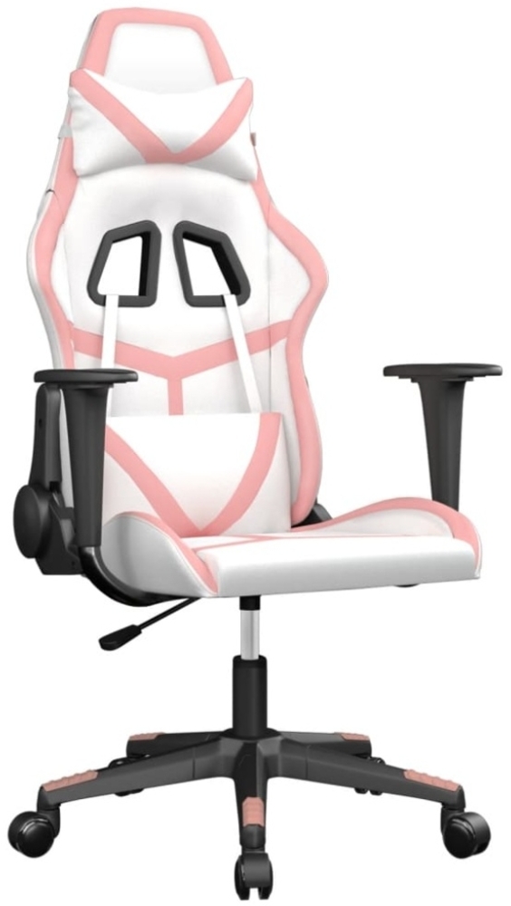 vidaXL Gaming-Stuhl mit Massagefunktion Weiß und Rosa Kunstleder 345431 Bild 1