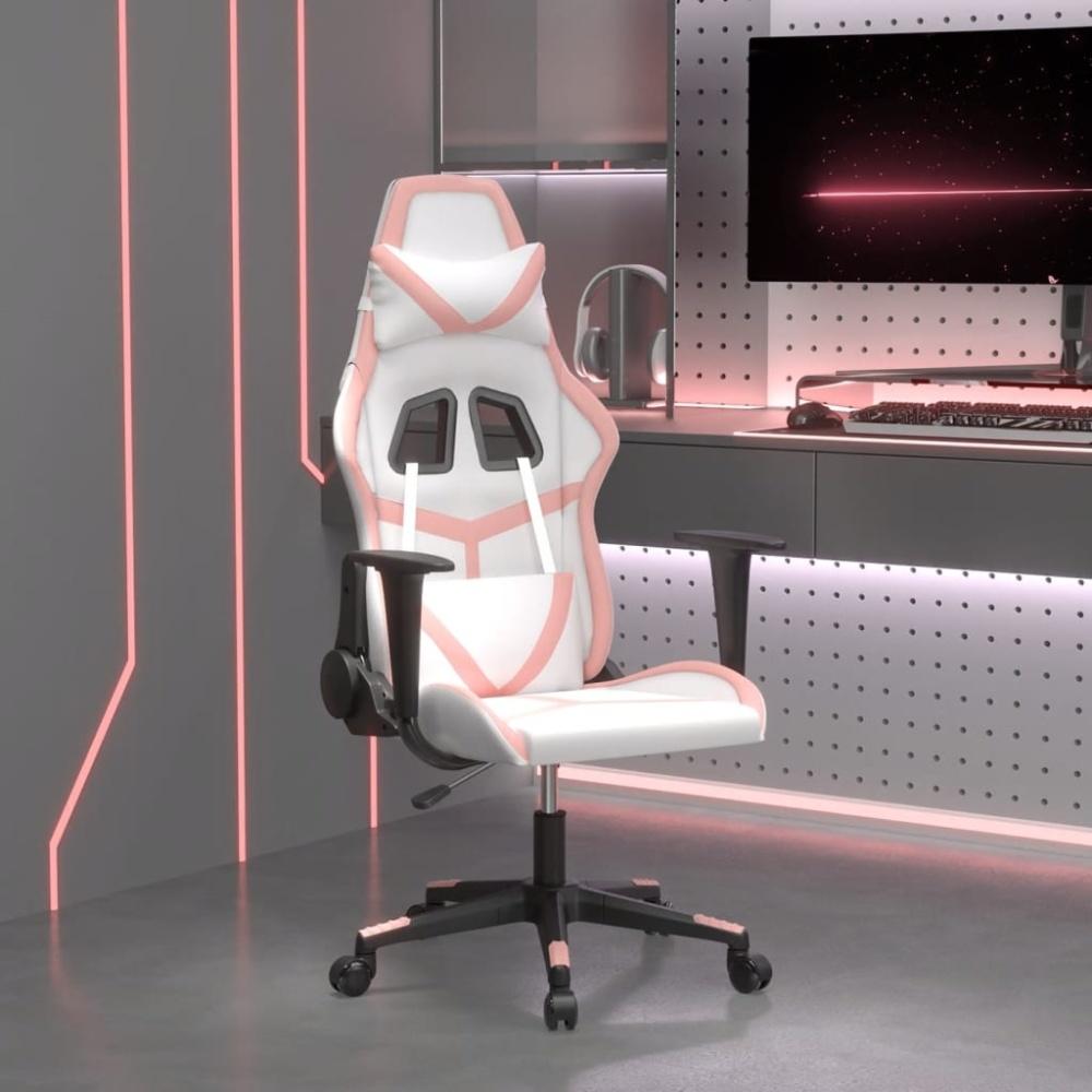 vidaXL Gaming-Stuhl mit Massagefunktion Weiß und Rosa Kunstleder 345431 Bild 1