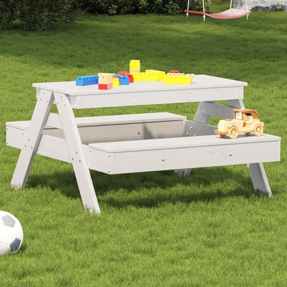 vidaXL Picknicktisch für Kinder Weiß 88x97x52 cm Massivholz Kiefer 832597 Bild 1