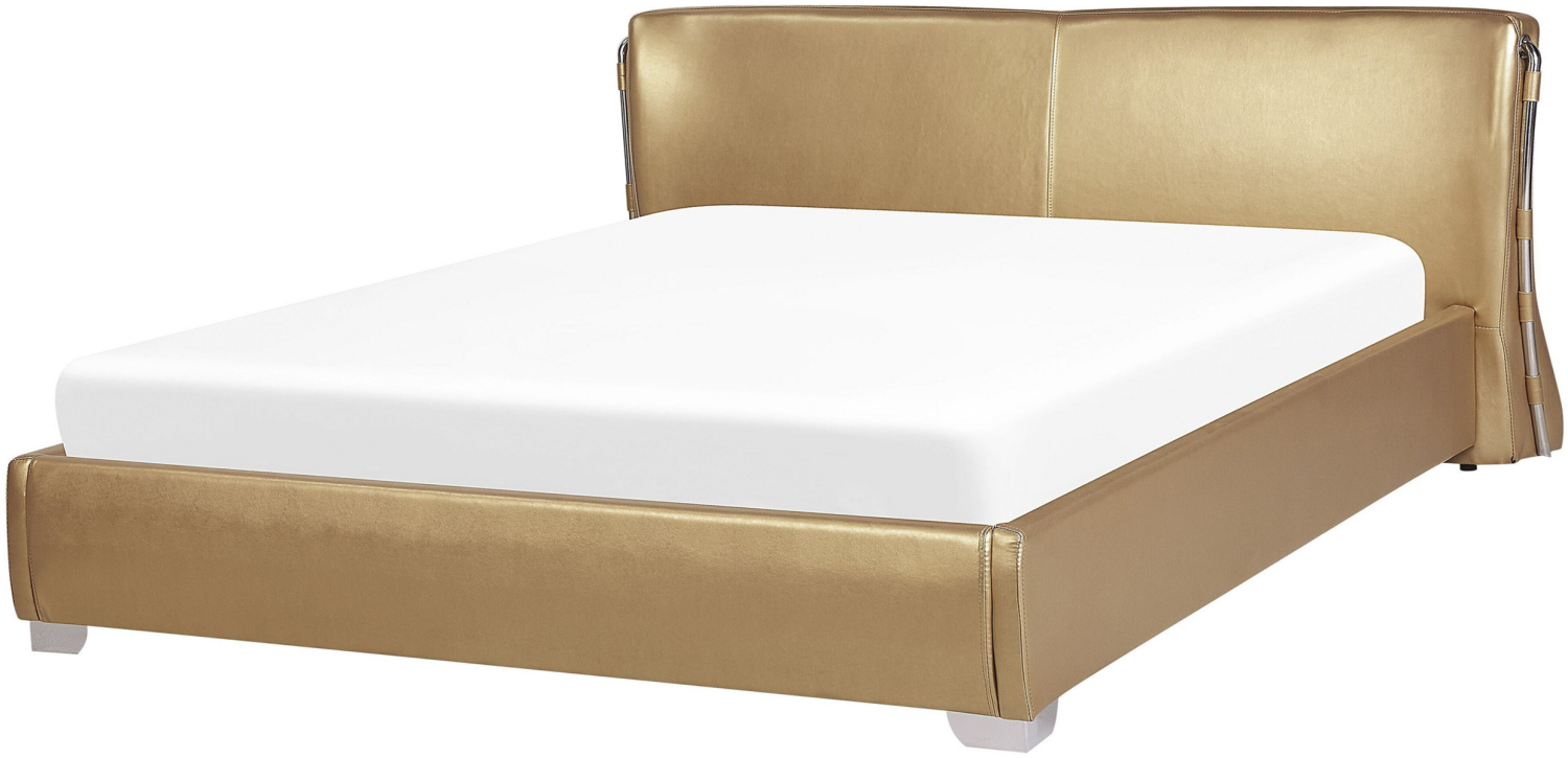 Lederbett gold Lattenrost 180 x 200 cm PARIS Bild 1