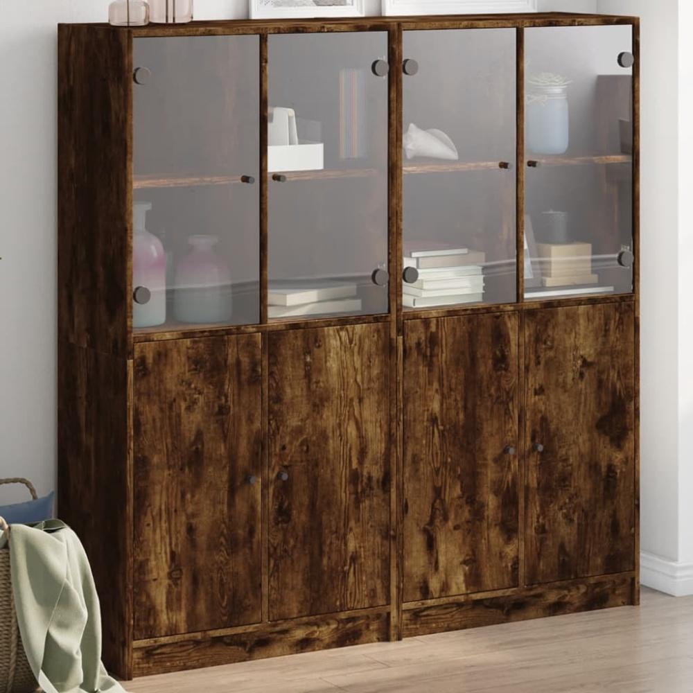 vidaXL Bücherschrank mit Türen Räuchereiche 136x37x142cm Holzwerkstoff 3206528 Bild 1