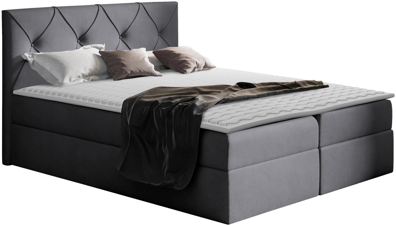 Boxspringbett Nakir, Grau, 160 x 200 cm Bild 1