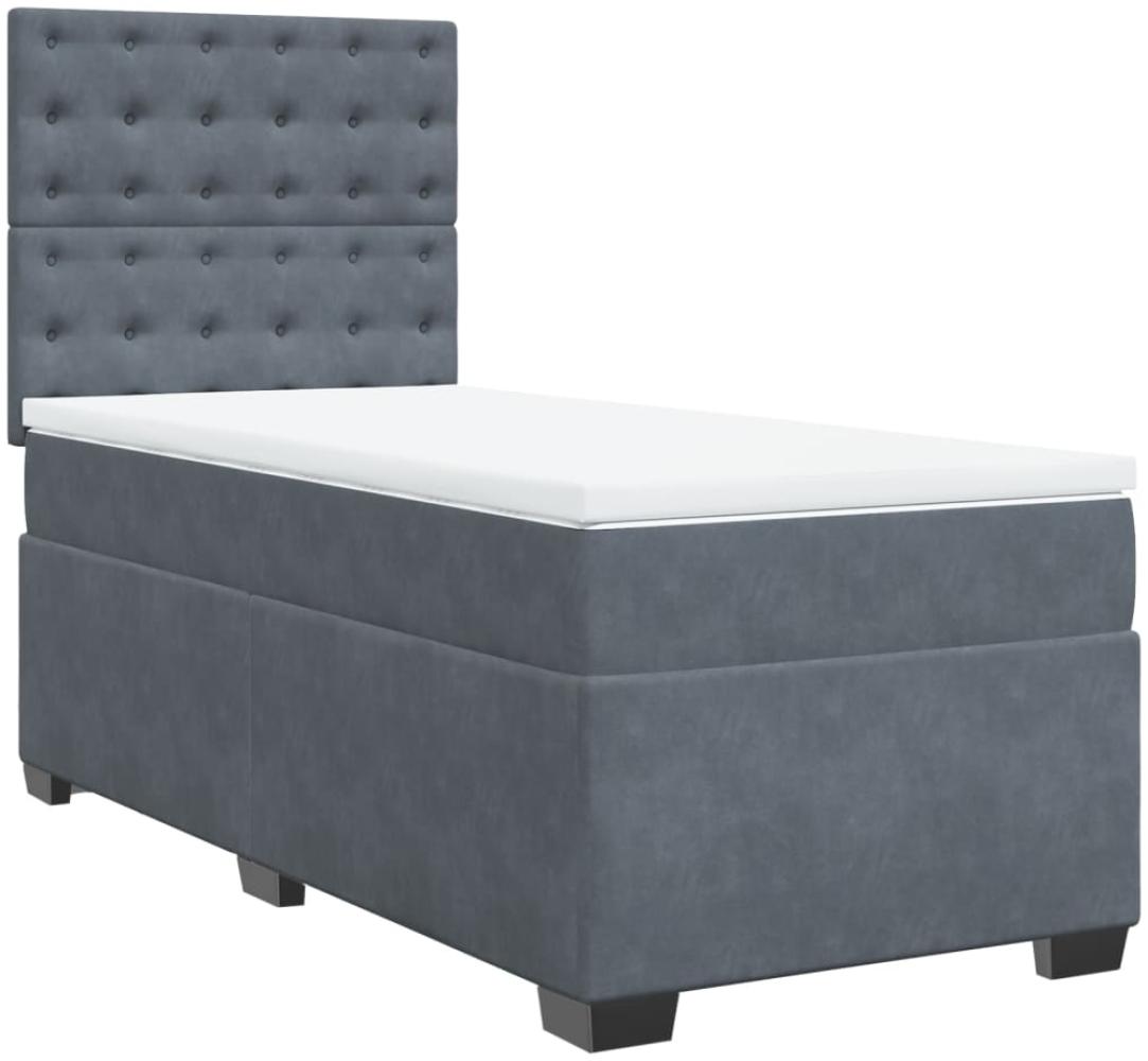 vidaXL Boxspringbett mit Matratze Dunkelgrau 100x200 cm Samt 3290847 Bild 1