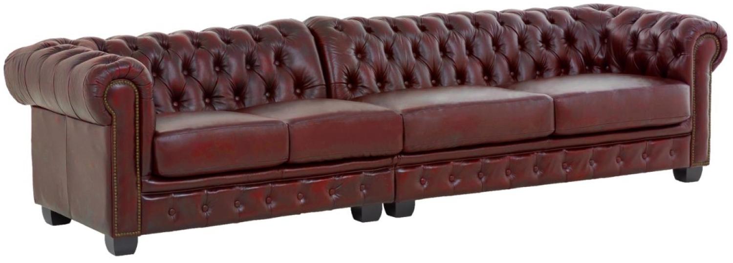 Sofa Chesterfield 5-Sitzer Echtleder rot Bild 1