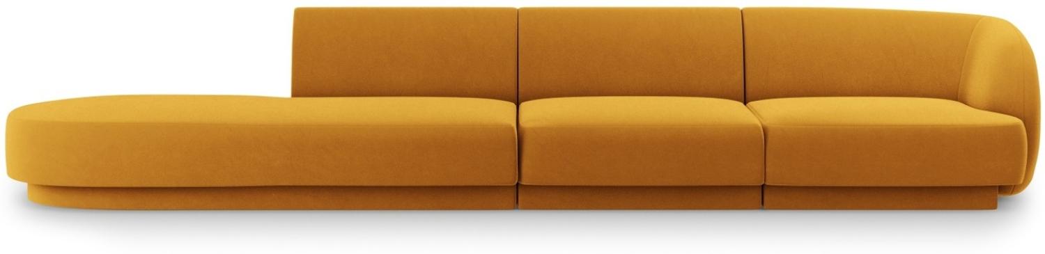 Micadoni 4-Sitzer Links Samtstoff Sofa Miley | Beinfarbe Black Plastic, Gelb, Samt Bild 1