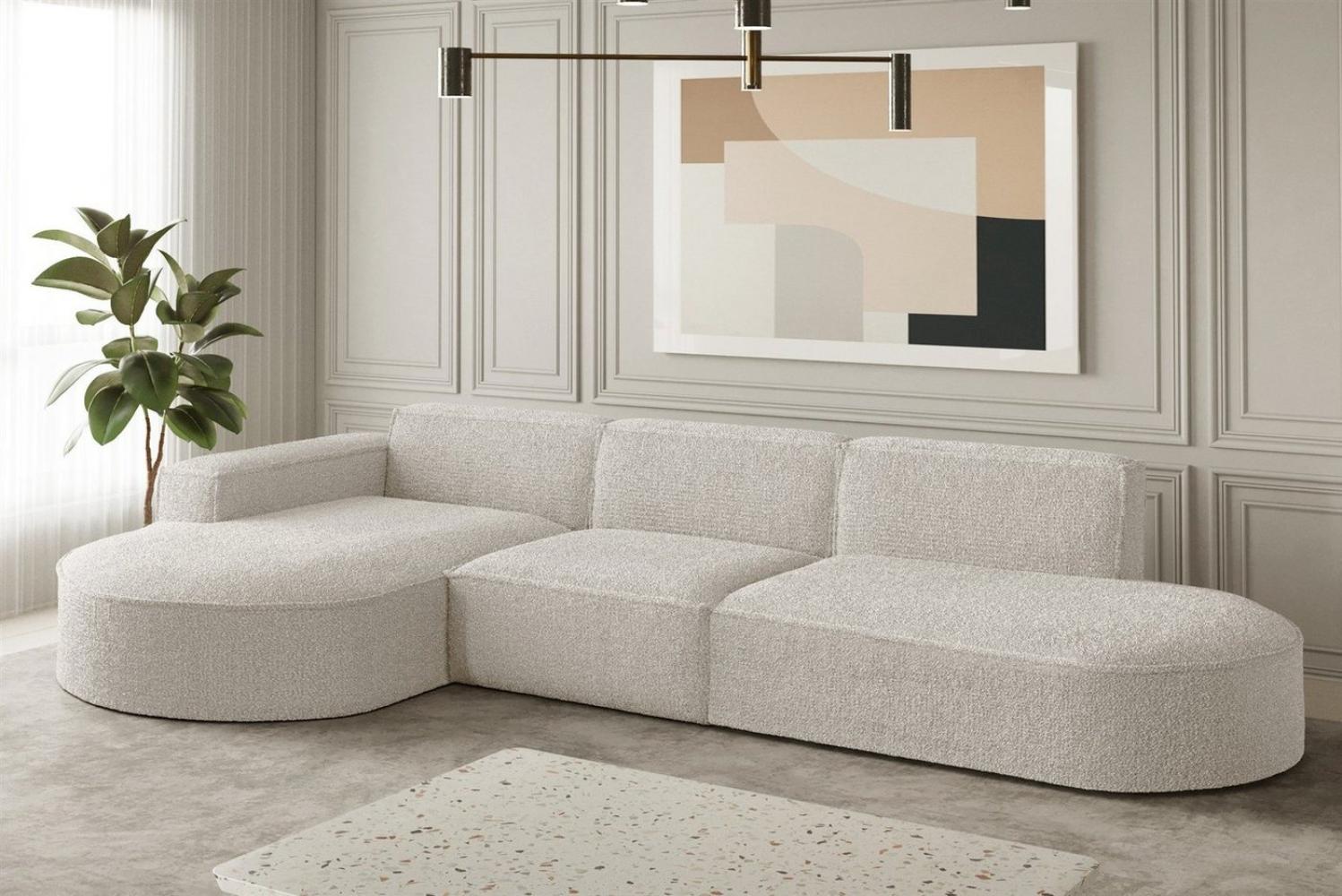 Ecksofa Designersofa PALMA in Stoff Ascot Beige Ottomane Links Bild 1