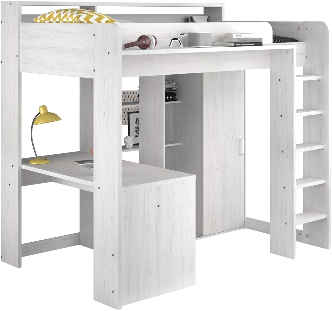 Hochbett >Higher< (komplett-Set) Kiefer hell Dekor -138x189x206cm (B/H/T) Bild 1