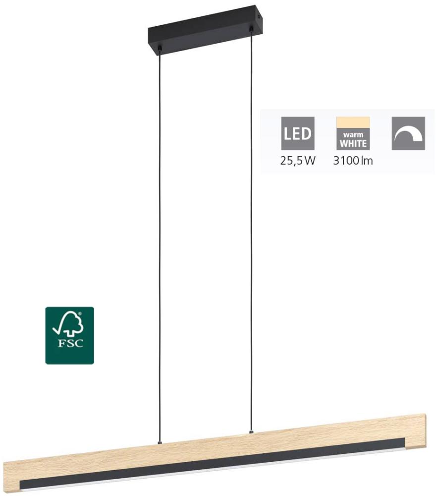 Eglo 99293 LED Hängeleuchte CAMACHO schwarz, braun L:110cm B:6cm H:110cm dimmbar 3000K Bild 1