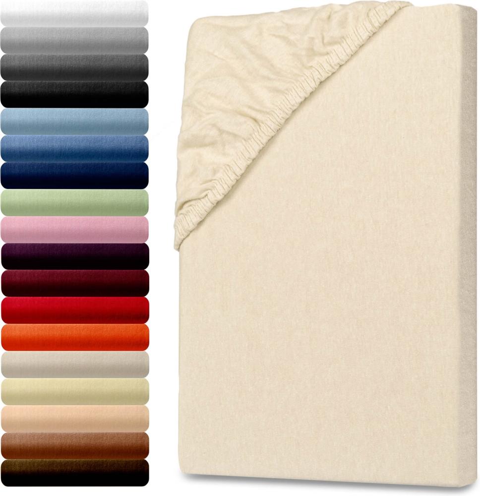 Jersey Kinder Spannbettlaken Betttuch 70x140cm 100% Baumwolle 130g/m² Öko-Tex Standard 100 Schnee-Creme Bild 1