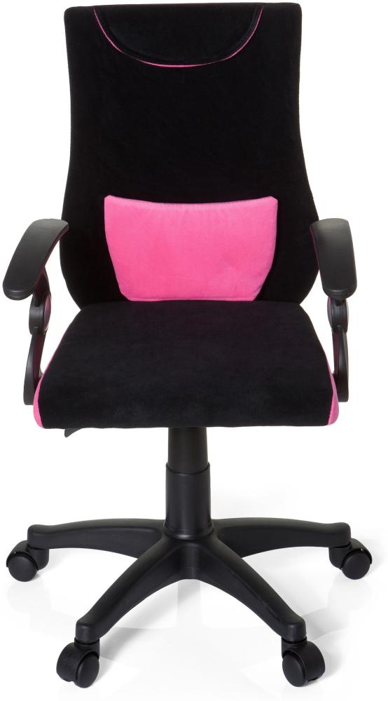 hjh OFFICE 670450 Kinderschreibtischstuhl KIDDY PRO AL Stoff Schwarz/Pink ergonomischer Kinderdrehstuhl Bürostuhl höhenverstellbar Bild 1